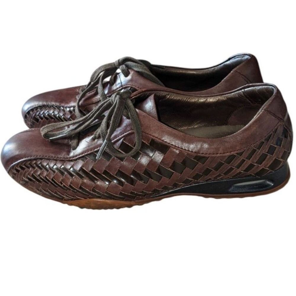 COLE HAHN Women Nike Air Bria Brown Oxford Lace-Up Sneakers Woven Detail 7